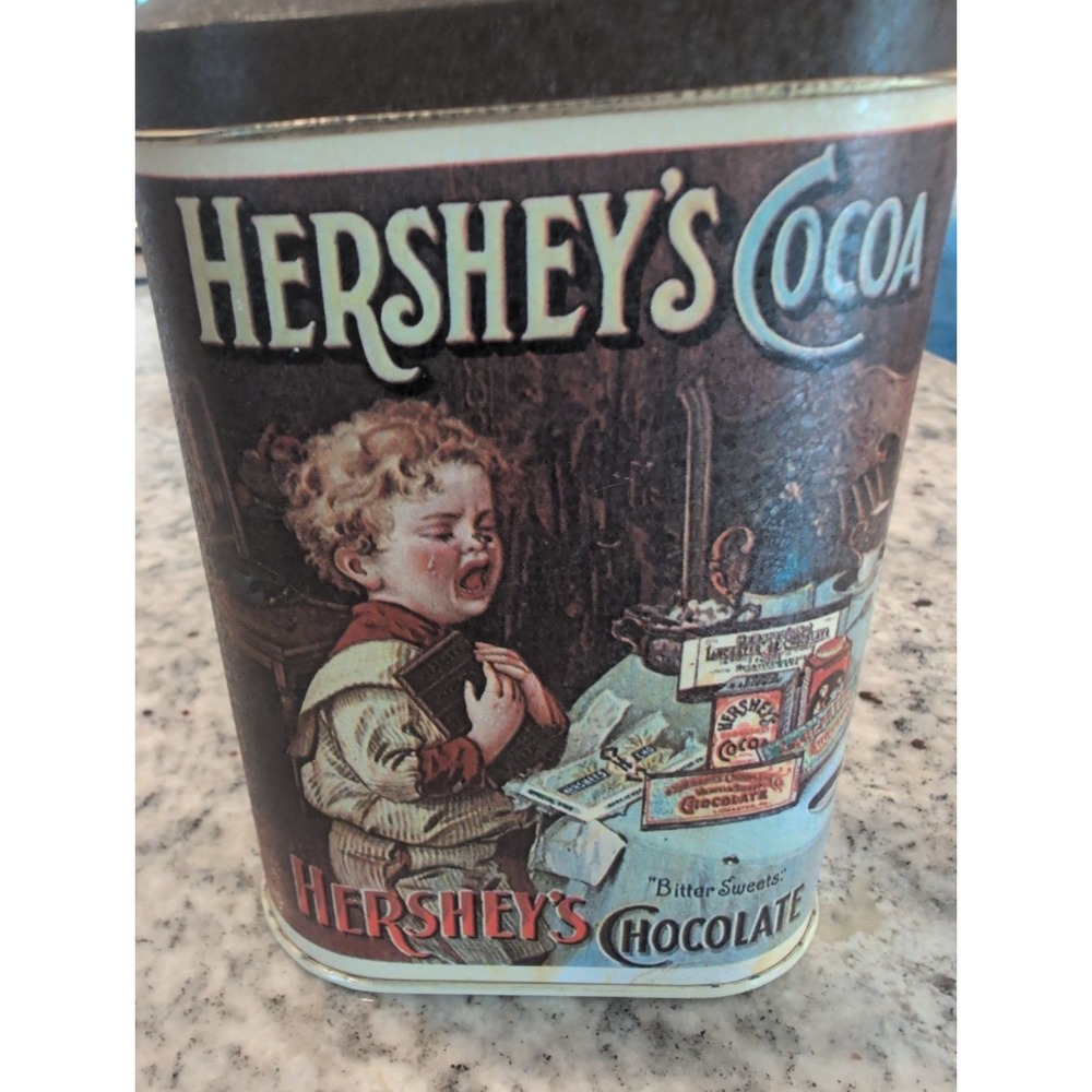 HERSHEY'S COCOA BITTER‎ SWEETS CHOCOLATE METAL TIN 1984 MADE IN ENGLAND VINTAGE